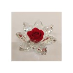 Rosa rossa stabilizzata su base cristallo con scatola. DIAM.8CM