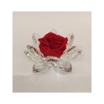 Rosa rossa stabilizzata su base cristallo con scatola. DIAM.12CM