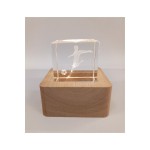 Cubo vetro CALCIATORE  base legno luce led Misura cubo 4x4cm base legno 6x6cm