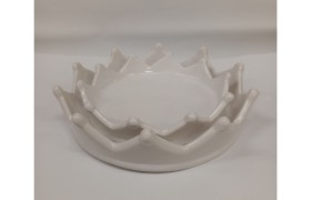 SET 2 corone svuotatasche ceramica bianca.DIAM.21,5X H.5,5- DIAM.17X H.4CM