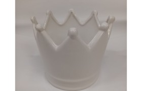Vasetto corona ceramica bianca.