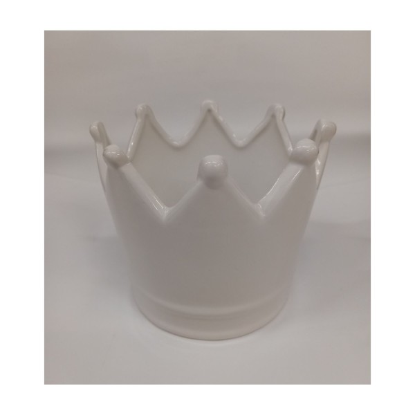 Vasetto corona ceramica bianca.