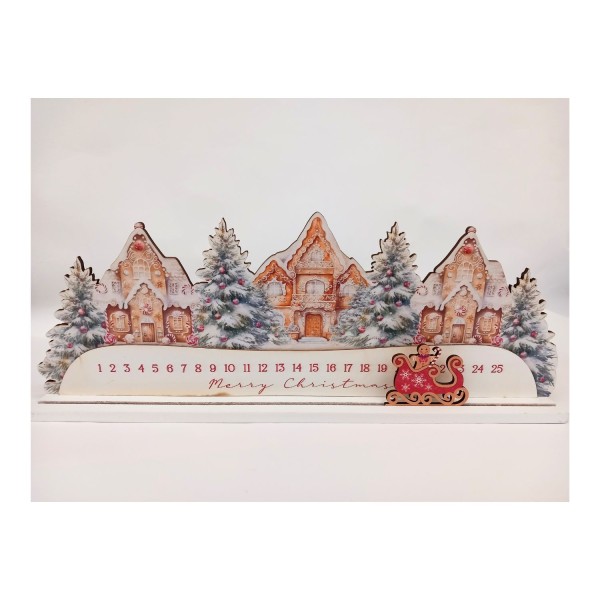 Calendario dell'Avvento in legno MIS.44X H 17CM