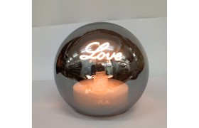 Sfera vetro fumè con luce LOVE.DIAM.12CM