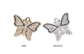 Ciondolo farfalla metallo con strass.CM2