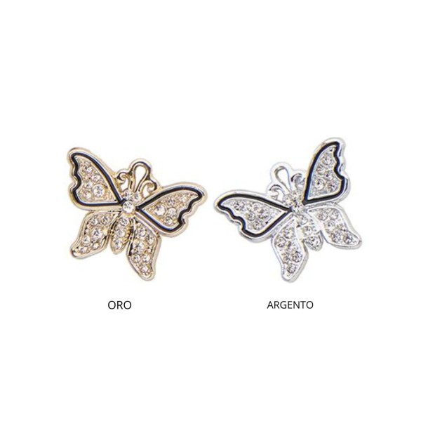 Ciondolo farfalla metallo con strass.CM2