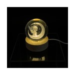 Sfera vetro angelo su base legno luce led e cavo USB DIAM.6 H8CM