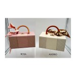 Borsa similpelle con manico bamboo e fiocco.MIS.24,5X15,5 H11CM