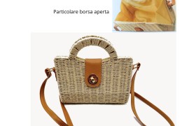 Borsa in rattan con tracolla similpelle MIS.23X9 H16CM