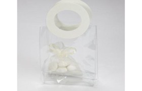 Borsetta pvc manico tondo bianco similpelle.MIS.10X12CM