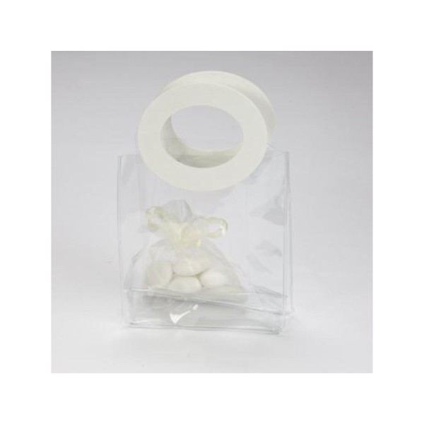 Borsetta pvc manico tondo bianco similpelle.MIS.10X12CM