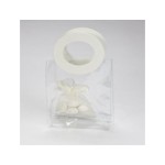 Borsetta pvc manico tondo bianco similpelle.MIS.10X12CM