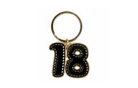 P/chiavi 18 metallo oro e nero.MIS.3X4CM