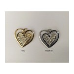 Ciondolo cuore metallo con strass.CM2