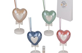 Profumatore cuore ceramica con profumino e scatola ASS.4 H14CM