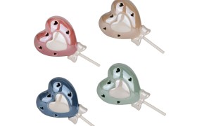 Cuore ceramica con luce led ASS.4 H14CM