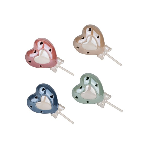 Cuore ceramica con luce led ASS.4 H14CM