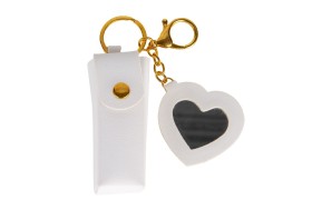 P/chiavi similpelle bianco minibag con specchio. CM8