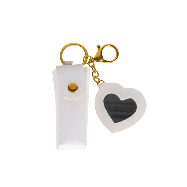 P/chiavi similpelle bianco minibag con specchio. CM8