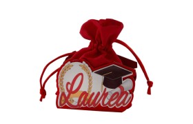 Scatolina con sacchetto tessuto decoro LAUREA CM8,5