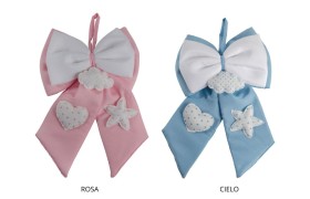Fiocco da appendere tessuto con stella e cuore pois MIS.33X H50CM