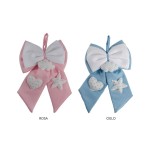 Fiocco da appendere tessuto con stella e cuore pois MIS.33X H50CM