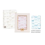 P/foto resina avorio profilo e fiocco oro, con scatola. MIS.EST.19,3X15,5 CM MIS.INT.9X13,5CM