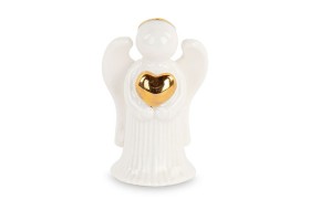 Angelo ceramica bianco cuore oro H 6CM