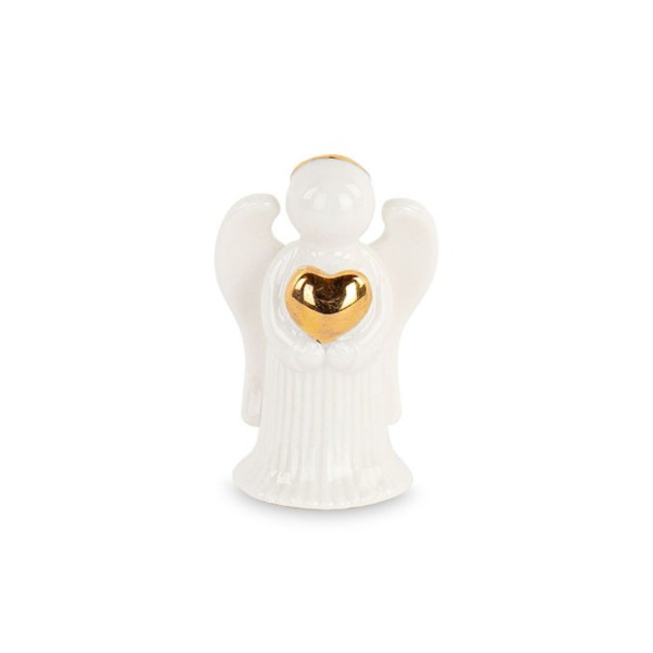 Angelo ceramica bianco cuore oro H 6CM