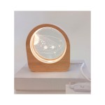 Lampada led SISTEMA SOLARE vetro e legno DIAM.6CM MIS.7,5X8,3X3CM