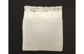 Sacchetto tipo lino con bordo pizzo. CM 10x11 MADE IN ITALY