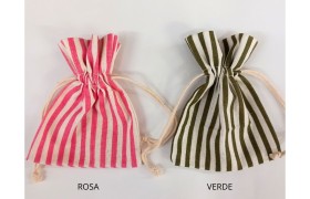 Sacchetto tessuto grezzo rigato. CM 10x13