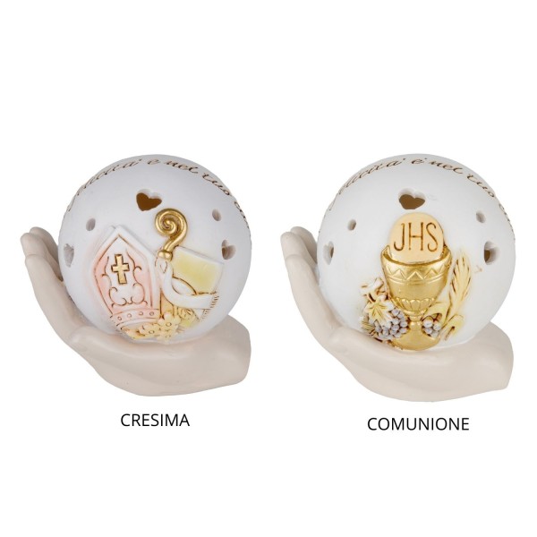 Icona resina su mano con luce led MIS.8X8 CM