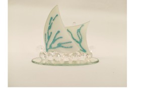Veliero in vetro e cristallo Swarovski  h.12 cm.12 MADE IN ITALY