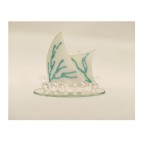 Veliero in vetro e cristallo Swarovski  h.12 cm.12 MADE IN ITALY