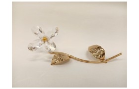 Fiore in cristallo con ramo oro cm.16 h.5. MADE IN ITALY