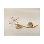 Fiore in cristallo con ramo oro cm.16 h.5. MADE IN ITALY