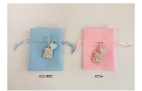 Sacchetto cotone ciondolo orsetto MDF MIS.8X10CM