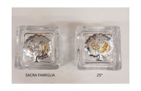 Scatola vetro quadrata CM 5x5x5 con placca .