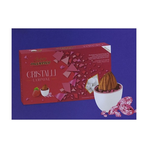 Cioccomandorla con cristalli di zucchero al LAMPONE cioccolato bianco e strato zucchero.KG1