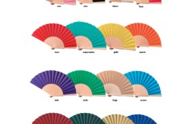 Ventaglio in tessuto e manico legno ASS.12 colori DIAM.42CM