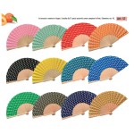 Ventaglio in tessuto e manico legno ASS.12 colori DIAM.42CM