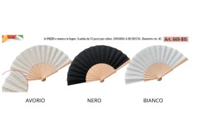 Ventaglio in PIZZO con manico legno ,scelta colore DIAM.42CM