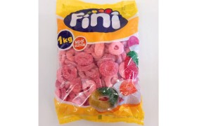 Gommose frizzanti di anelli alla fragola.KG1 SENZA GLUTINE