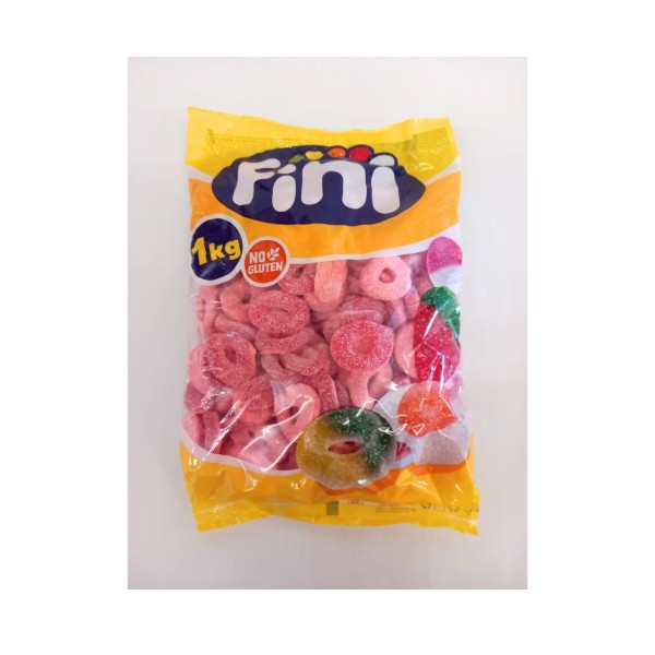 Gommose frizzanti di anelli alla fragola.KG1 SENZA GLUTINE