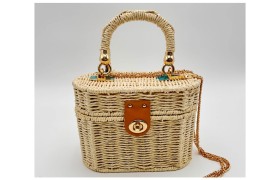 Borsa rattan con tracolla catenella.MIS.20X10 H15CM