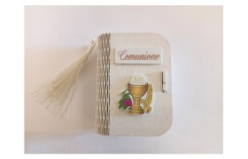 Scatolina libro legno con decoro Comunione.CM6X8CM