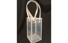 Shopper pvc con bordo e manico carta bianco.CM 8X8 H16