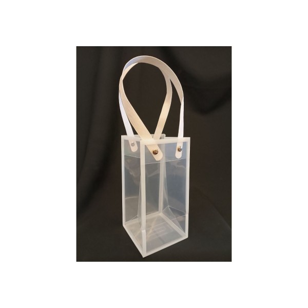 Shopper pvc con bordo e manico carta bianco.CM 8X8 H16