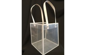 Shopper pvc con bordo e manico carta bianco.CM15X15 H17